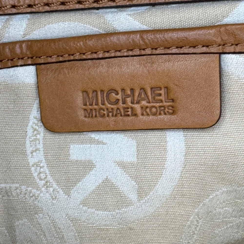 Michael Kors Straw Hamilton Tote Large Tan Leather Trim Satchel - Picture 10 of 10